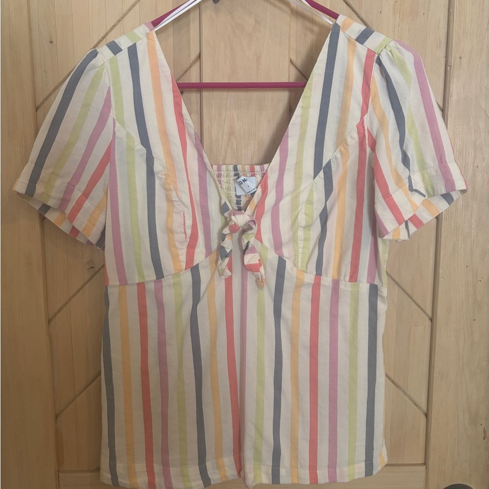 Striped V-Neck Tie Top